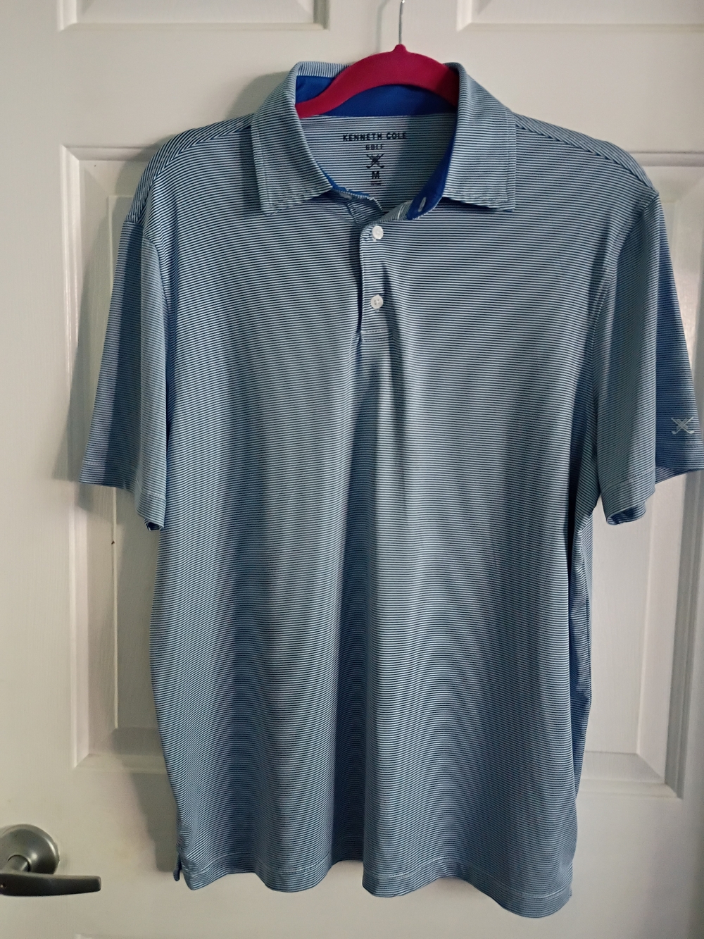 Kenneth Cole Men’s Light Blue Micro-Striped Polo